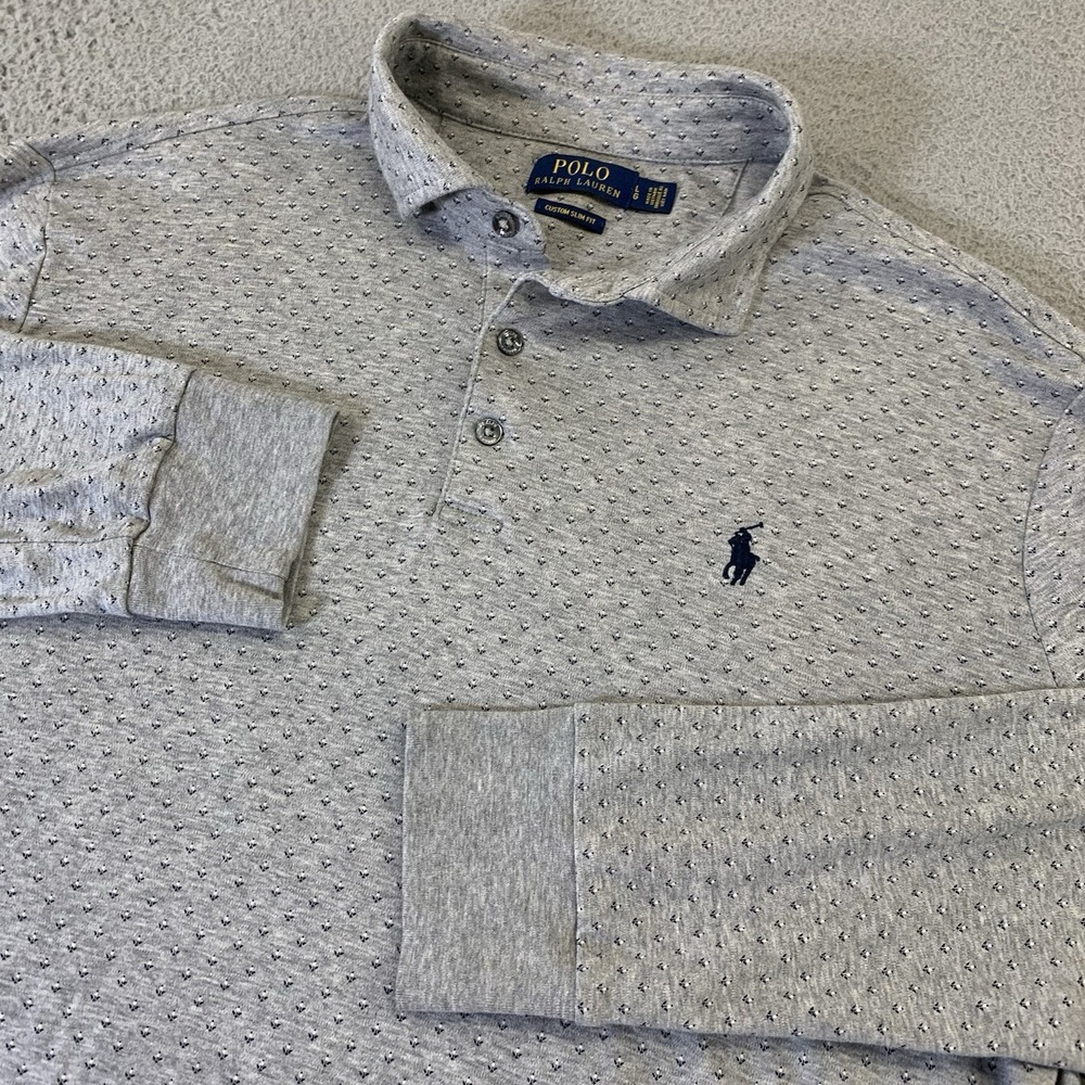 Polo Ralph Lauren Shirt Mens XL Gray Blue All Over Floral Print Long Sleeve